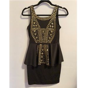 Peplum black studded dress